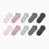 Multipack of 10 - trainer socks dark rose