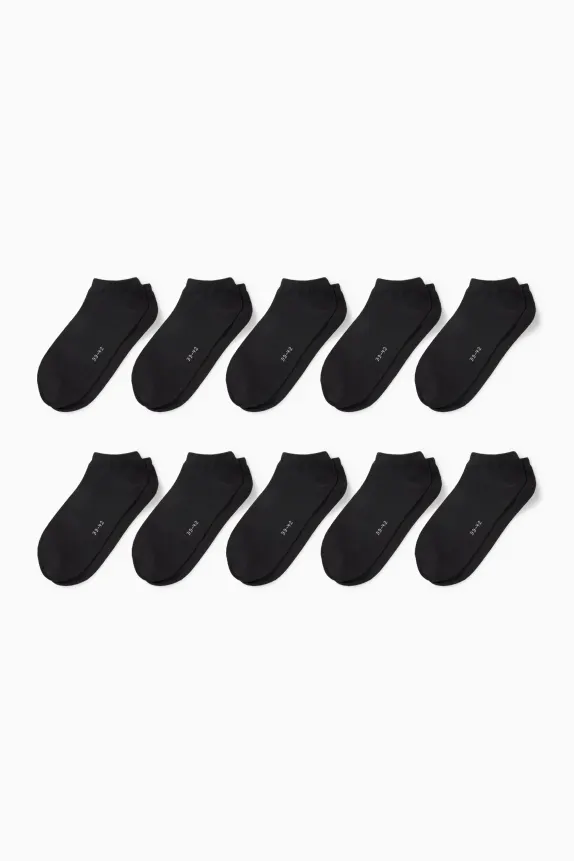 Multipack of 10 - trainer socks black