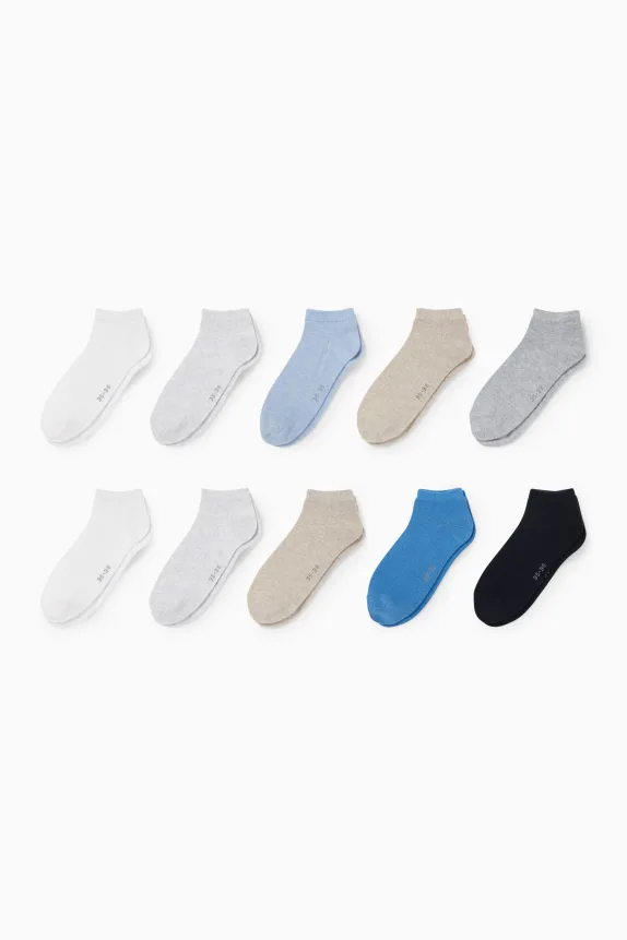 Multipack of 10 - trainer socks light blue