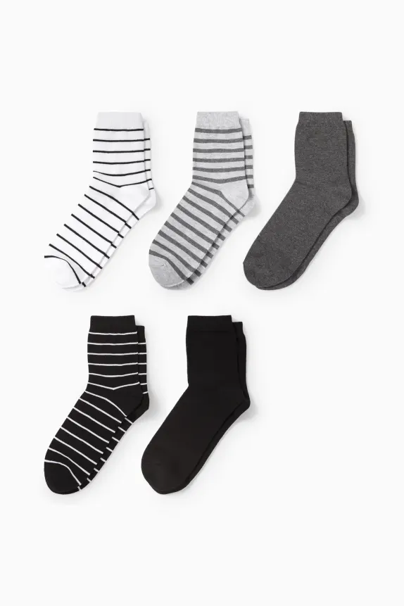 Multipack of 5 - socks black / white