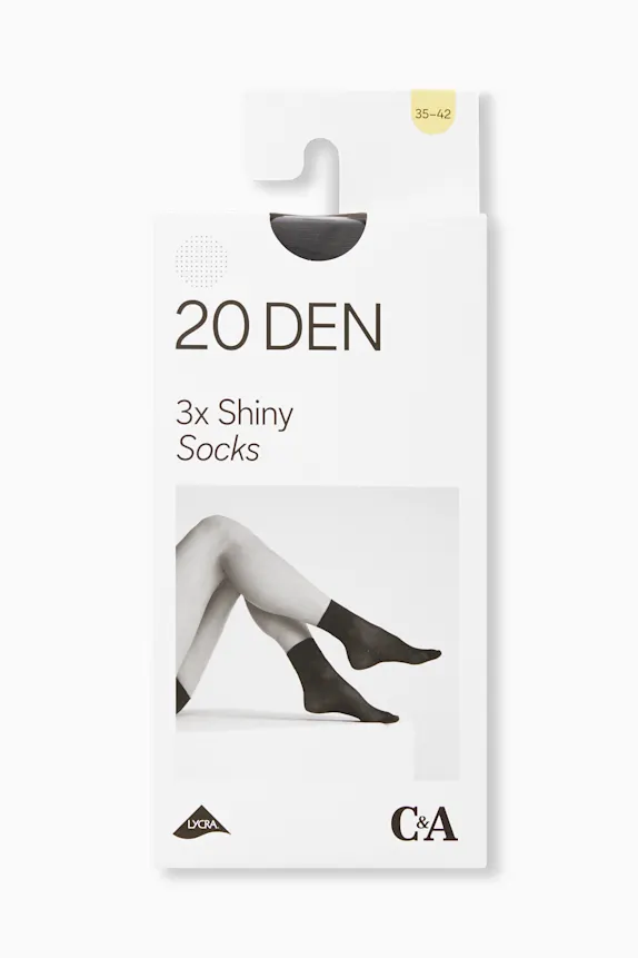 Multipack of 3 - sheer ankle socks - LYCRAÂ® - 20 denier black