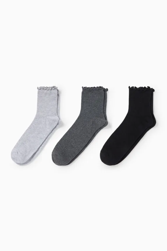 Multipack of 3 - socks - ribbed gray / black