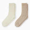 Multipack of 2 - socks - cable knit pattern light beige