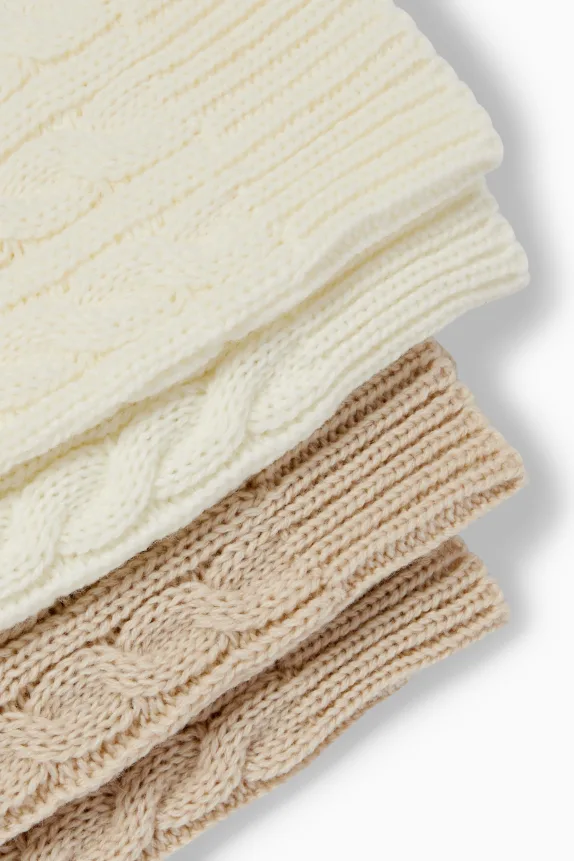 Multipack of 2 - socks - cable knit pattern light beige