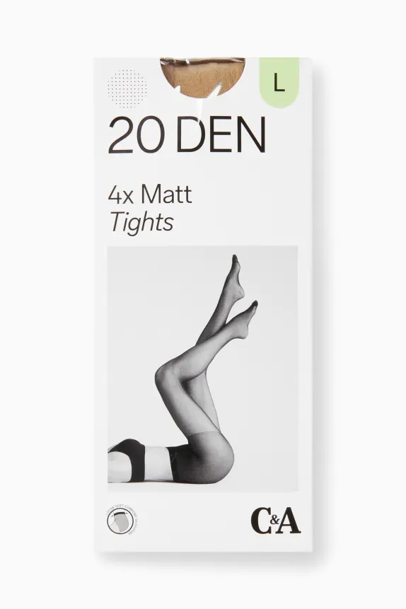 Multipack of 4 - tights - 20 denier Cream Powder