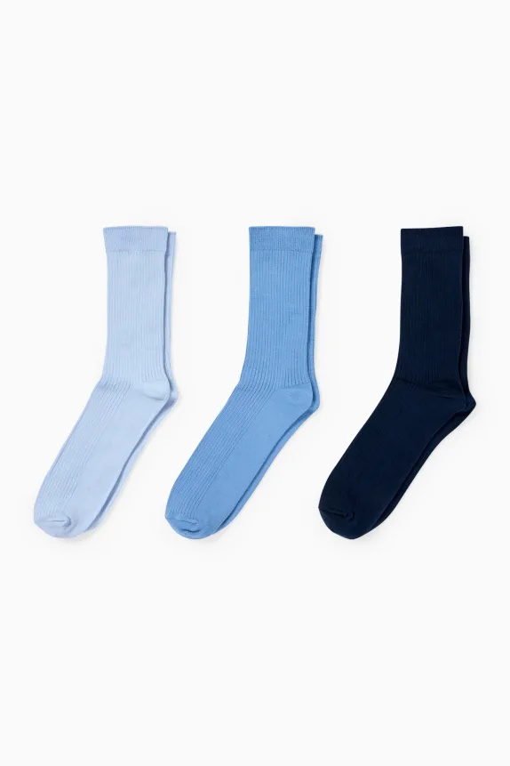 Multipack of 3 - socks - ribbed blue