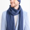 Hat with cashmere content - wool blend - ribbed blue