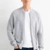 Cardigan - ribbed - textured gray