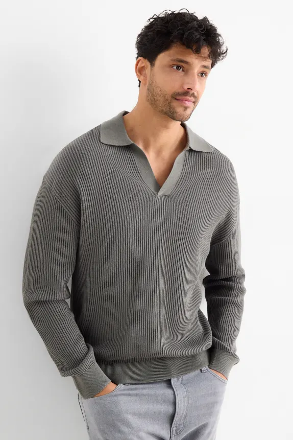 Jumper - ribbed dark green