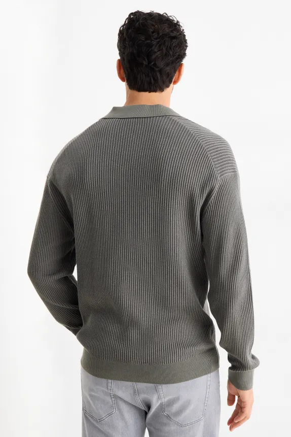 Jumper - ribbed dark green