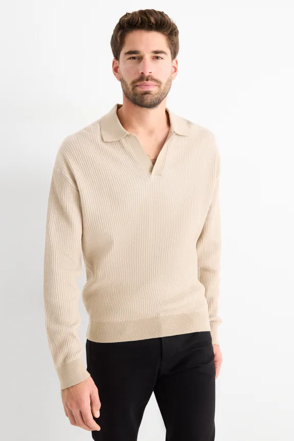 Jumper - ribbed light beige