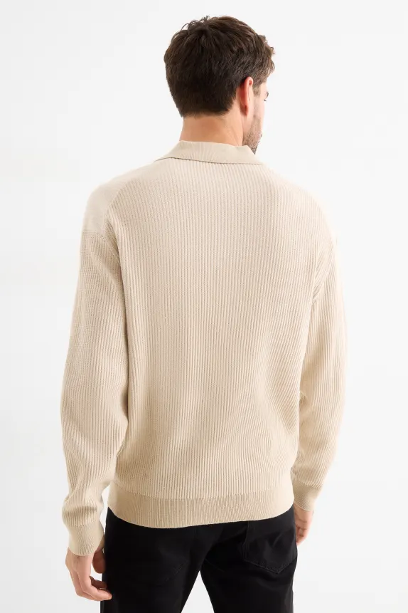 Jumper - ribbed light beige