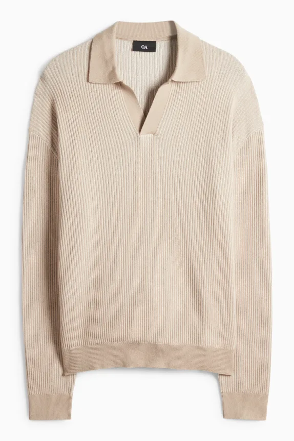 Jumper - ribbed light beige