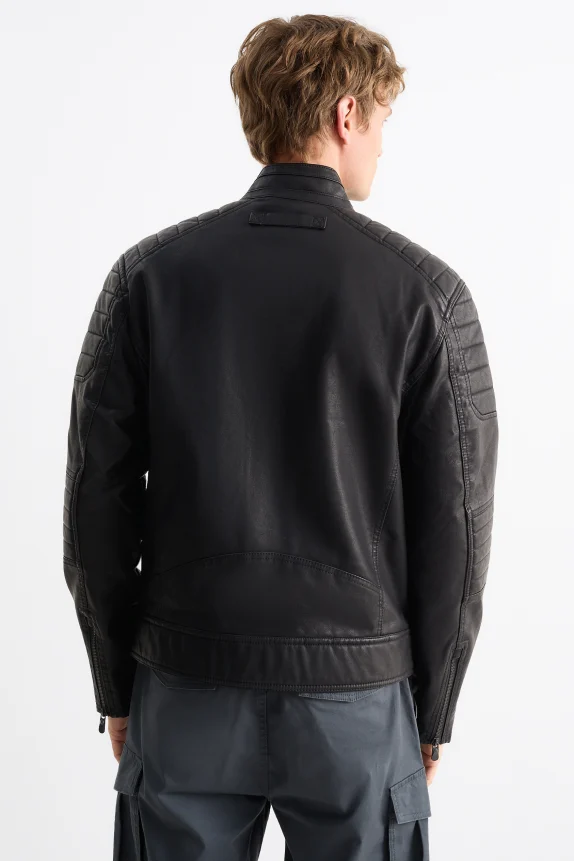 Biker jacket - faux leather black