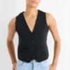 Knitted waistcoat - ribbed black