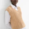 Slipover - 2-in-1 look - cable knit pattern white / beige