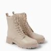 Ankle boots - faux leather light beige