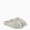 Faux fur slippers - Snoopy gray
