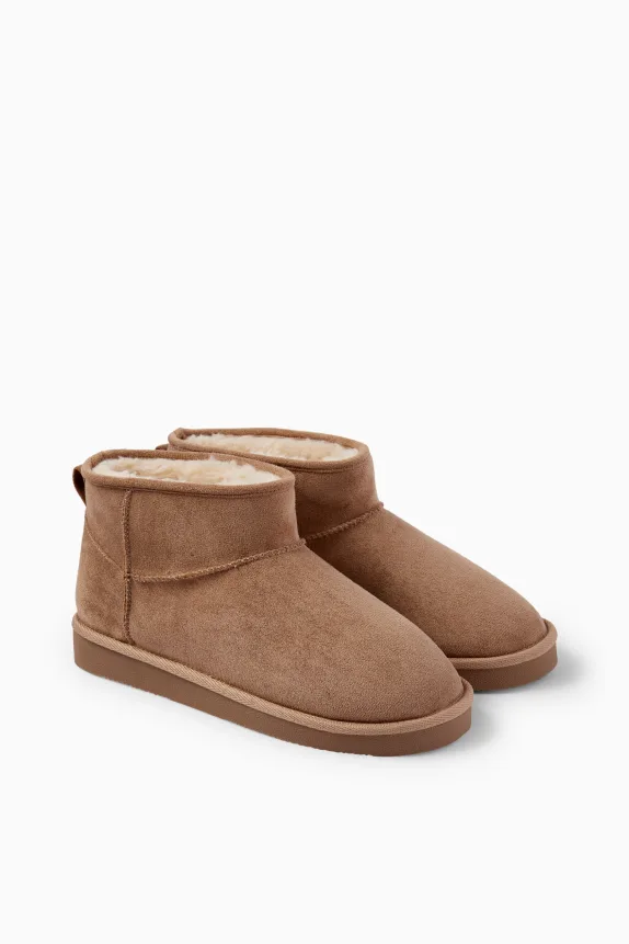 Ankle boots - faux suede light brown