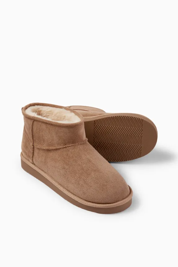 Ankle boots - faux suede light brown