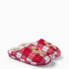 Mini Me - women's Christmas slippers - gingerbread man - check red