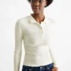 Polo shirt - slim fit - ribbed white