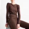 Long sleeve top - slim fit dark brown