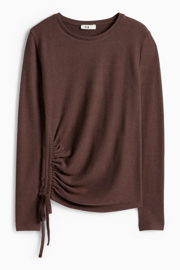 Long sleeve top - slim fit dark brown