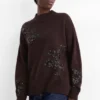 Jumper - wool blend - shiny dark brown