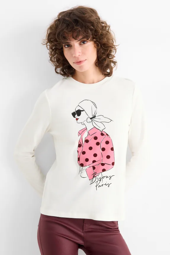 Long sleeve top - regular fit white