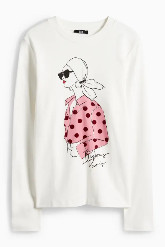 Long sleeve top - regular fit white