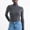 Long sleeve top - slim fit - ribbed dark gray