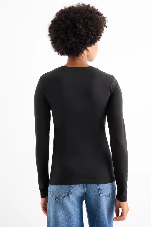 Long sleeve top - slim fit black