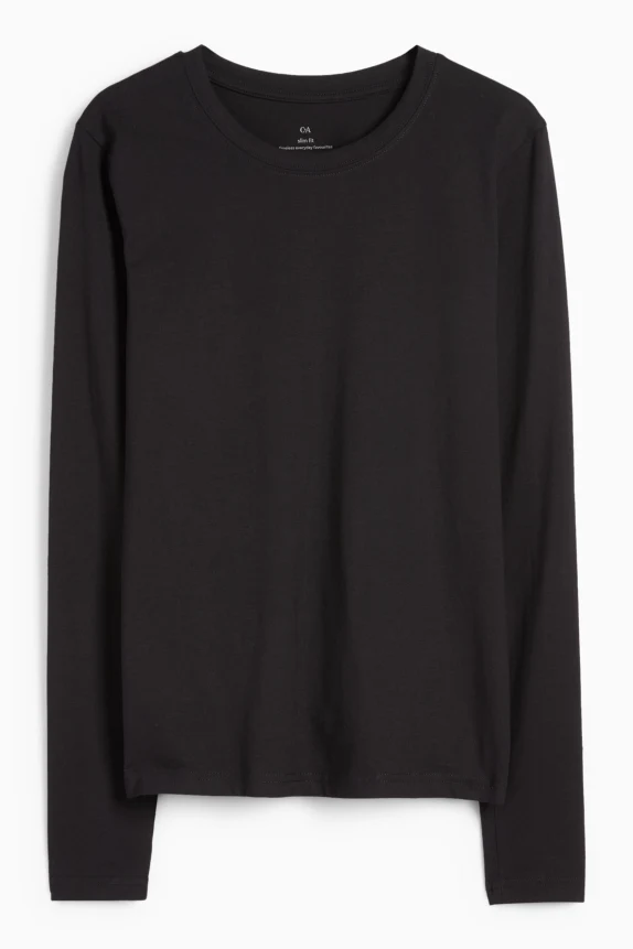 Long sleeve top - slim fit black