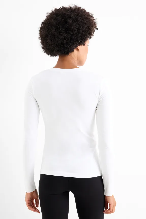 Long sleeve top - slim fit white