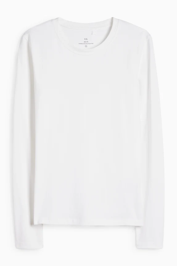 Long sleeve top - slim fit white