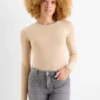 Long sleeve top - slim fit light beige