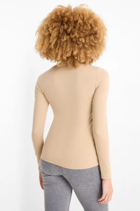 Long sleeve top - slim fit light beige