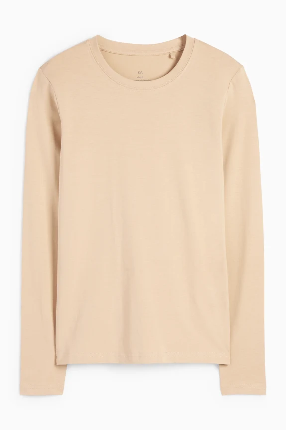 Long sleeve top - slim fit light beige