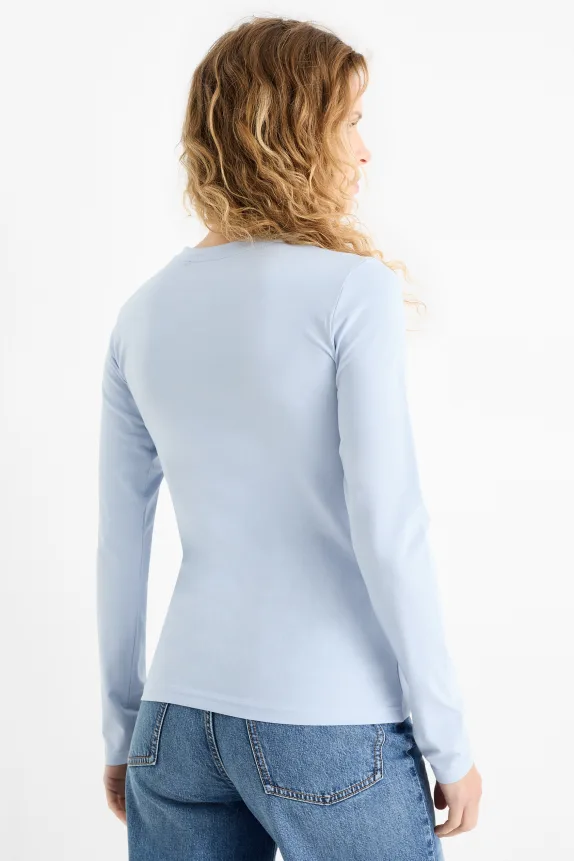 Long sleeve top - slim fit light blue