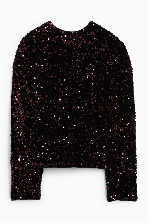 Long sleeve sequin top - regular fit violet