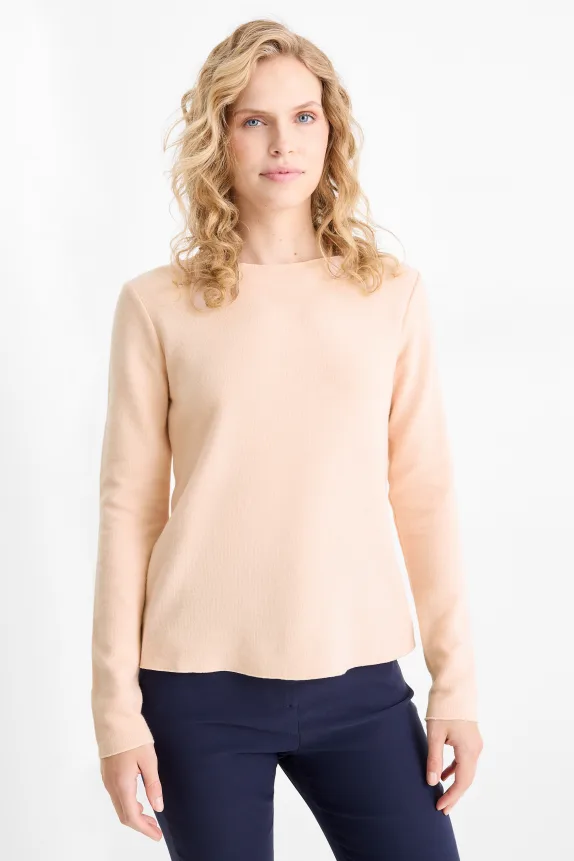 Long sleeve top - regular fit - ribbed rose