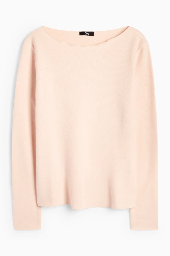 Long sleeve top - regular fit - ribbed rose