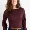 Long sleeve top - regular fit - smocked bordeaux