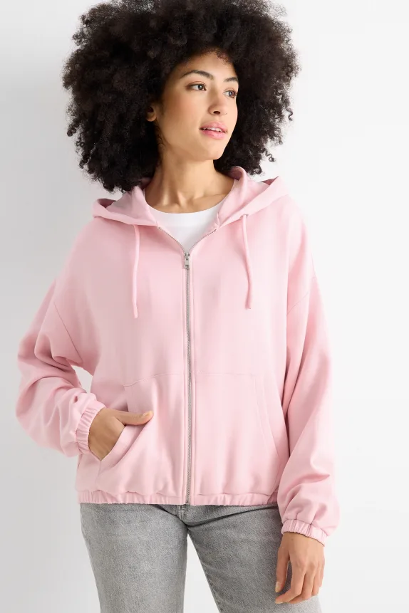 Zip-through hoodie rose