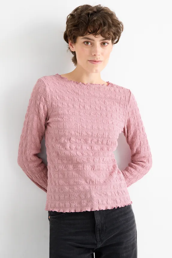 Long sleeve top - regular fit - smocked rose