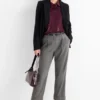 Cloth trousers - mid-rise waist - straight fit gray