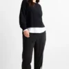 Cloth trousers - mid-rise waist - wide leg black