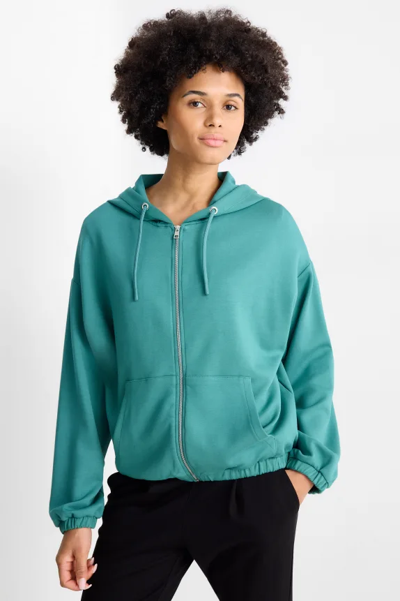 Zip-through hoodie turquoise