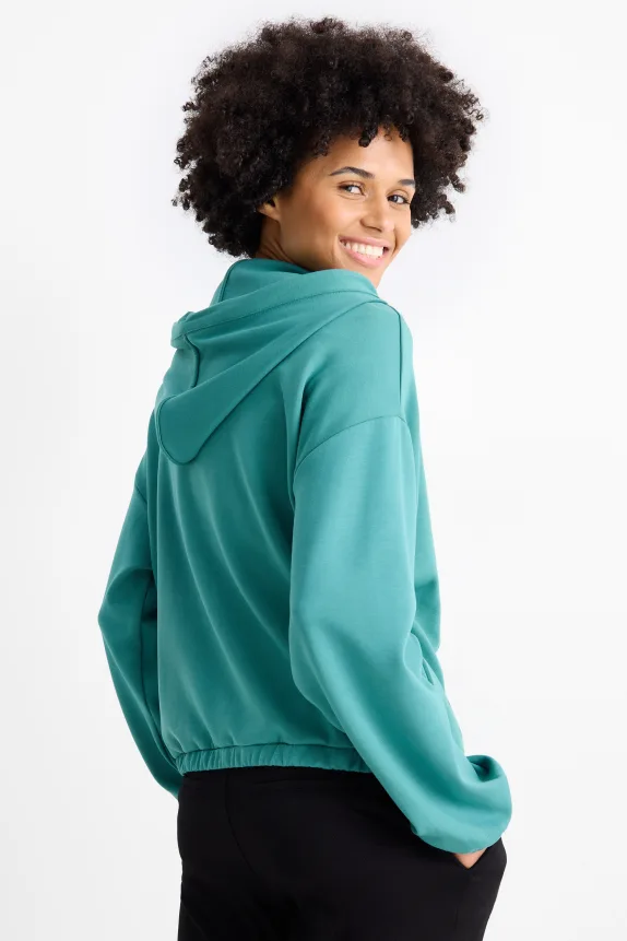 Zip-through hoodie turquoise